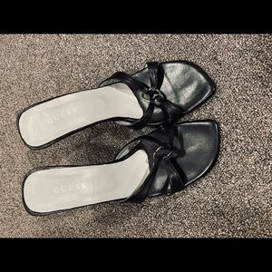 Guess, black open toe heels